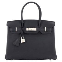 Hermes Birkin Handbag Noir Togo with Palladium Hardware 30