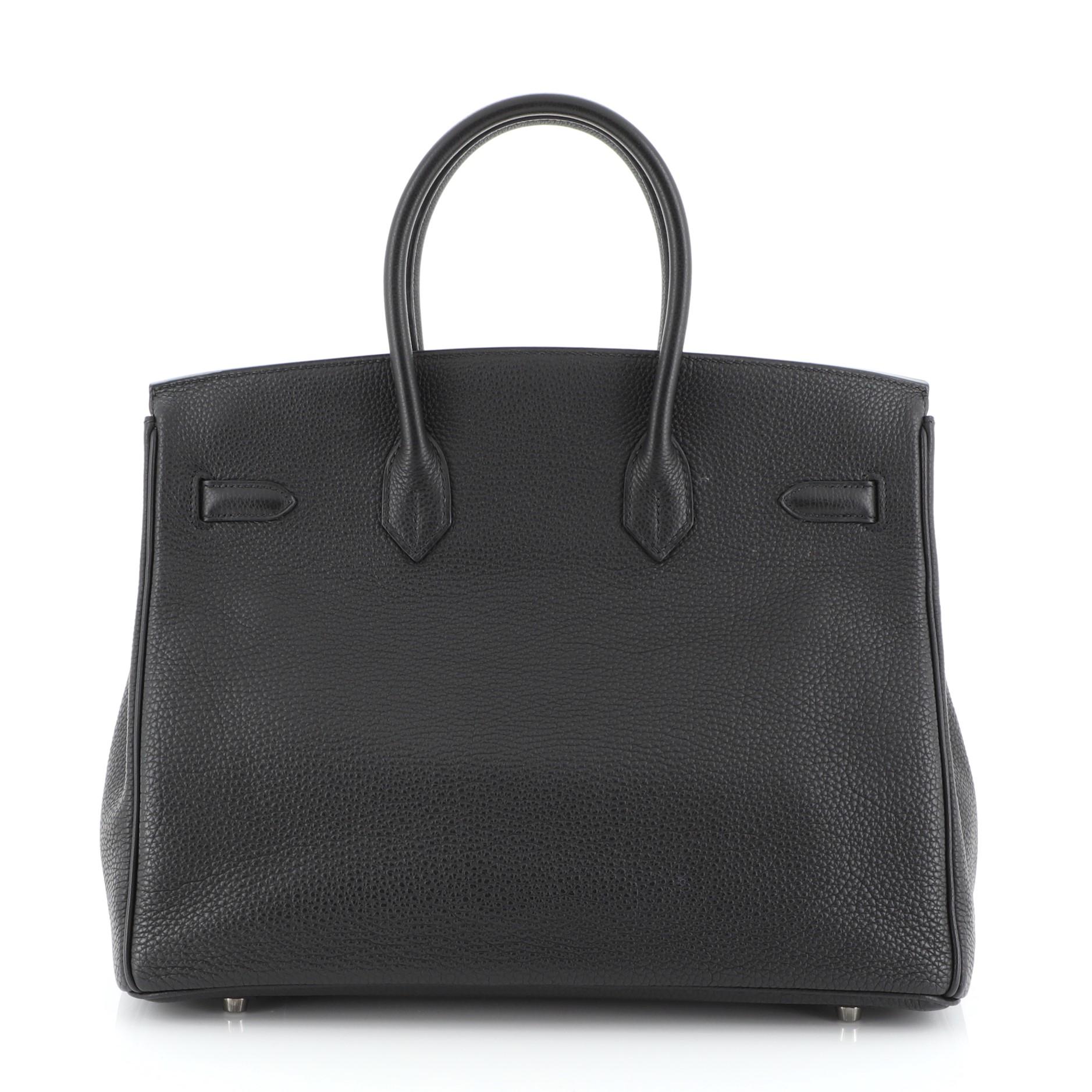 Black Hermes Birkin Handbag Noir Togo With Palladium Hardware 35 