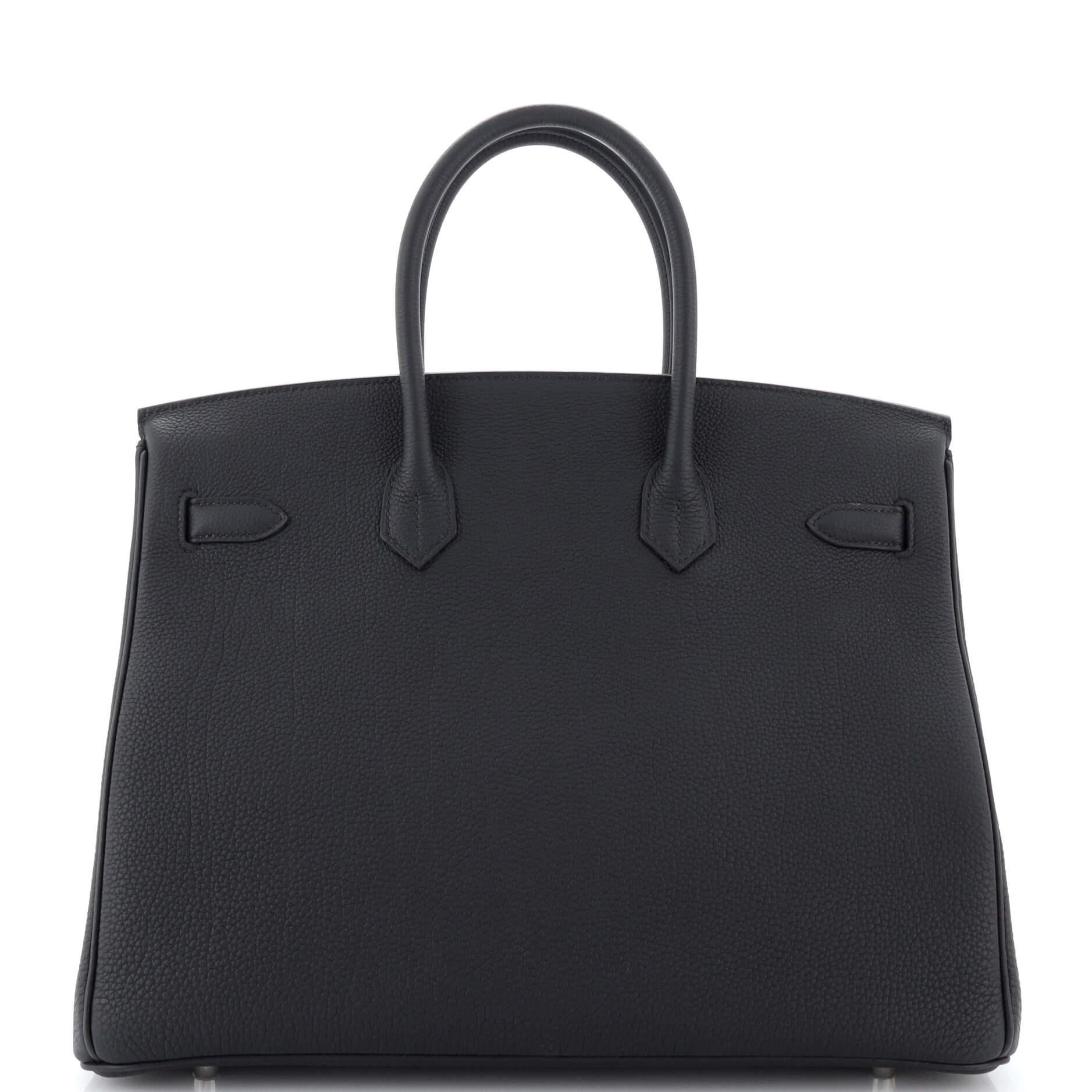 Women's Hermes Birkin Handbag Noir Togo with Palladium Hardware 35