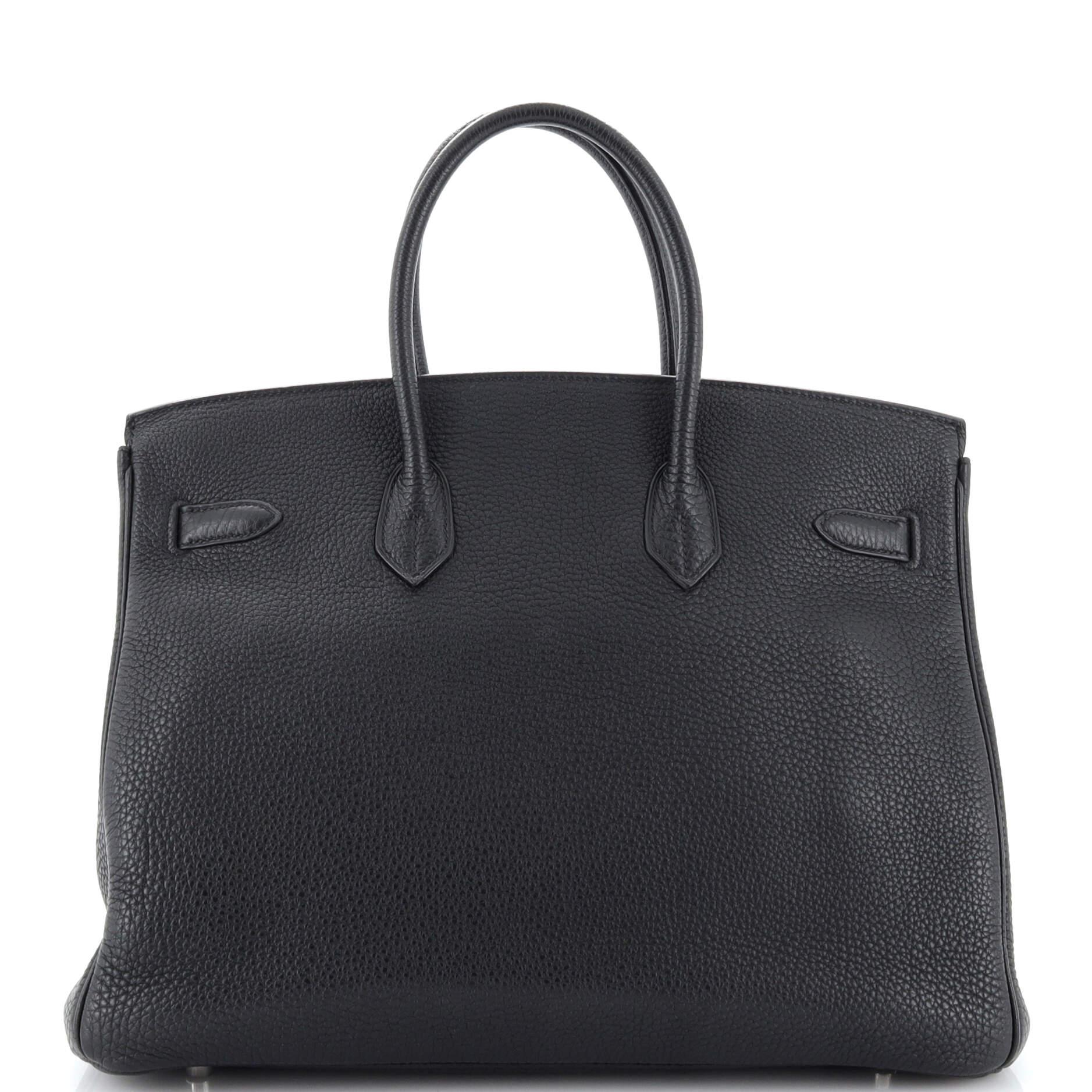 Women's or Men's Hermes Birkin Handbag Noir Togo with Palladium Hardware 35