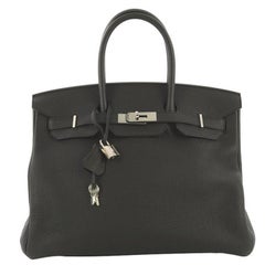 Hermes Birkin Handbag Noir Togo with Palladium Hardware 35