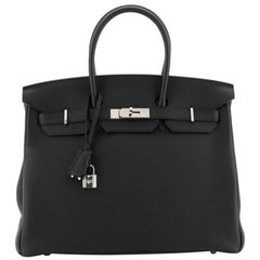 Hermes Birkin Handbag Noir Togo with Palladium Hardware 35