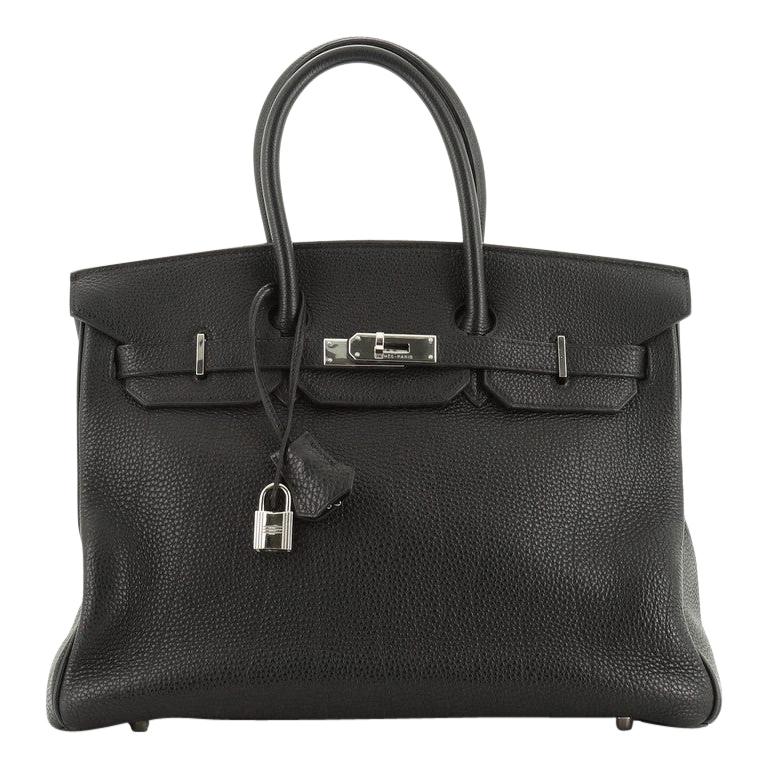 Hermes Birkin Handbag Noir Togo With Palladium Hardware 35 