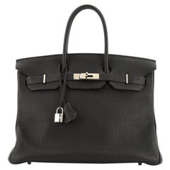 Hermes Birkin Handbag Noir Togo With Palladium Hardware 35 