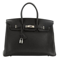 Hermes Birkin Handbag Noir Togo with Palladium Hardware 35
