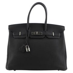  Hermes Birkin Handbag Noir Togo with Palladium Hardware 35