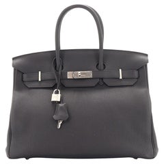 Hermes Birkin Handbag Noir Togo with Palladium Hardware 35