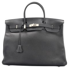 Hermes Birkin Handbag Noir Togo with Palladium Hardware 40