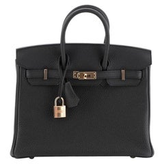 Hermes Birkin Handbag Noir Togo with Rose Gold Hardware 25