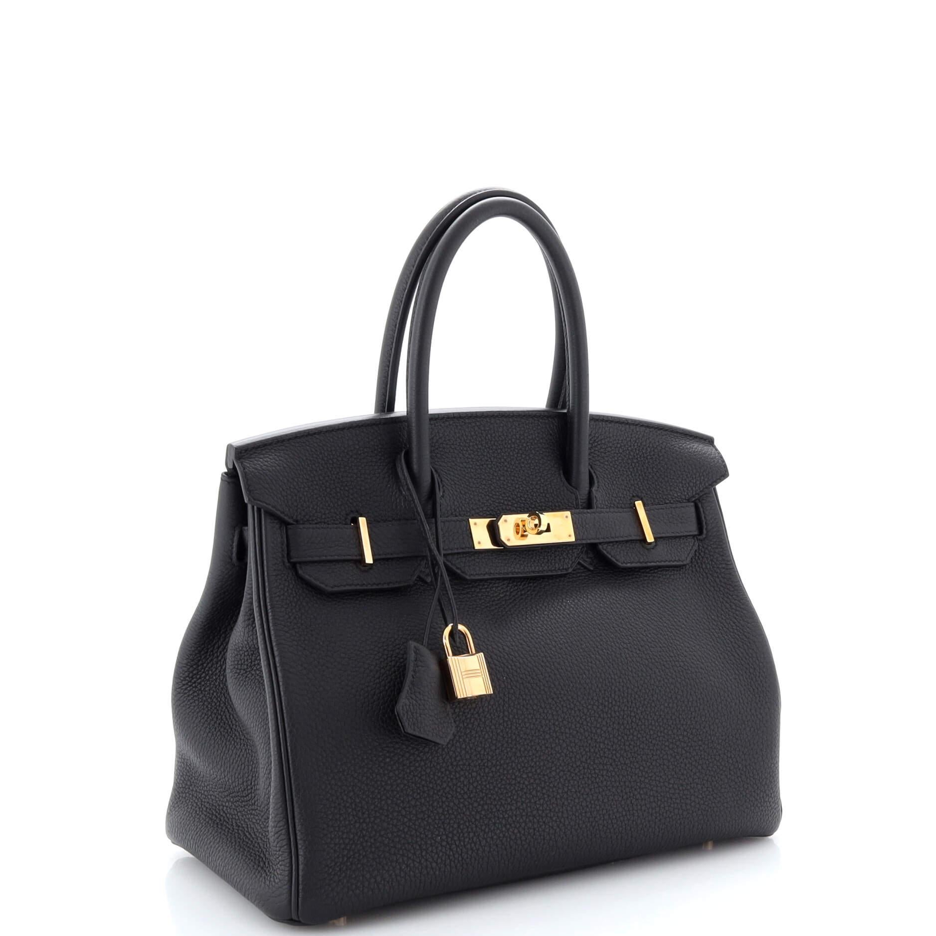 Hermes Birkin Handbag Noir Togo with Rose Gold Hardware 30 In Good Condition In NY, NY