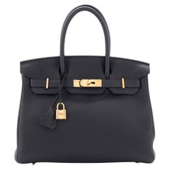Hermes Birkin Handbag Noir Togo with Rose Gold Hardware 30