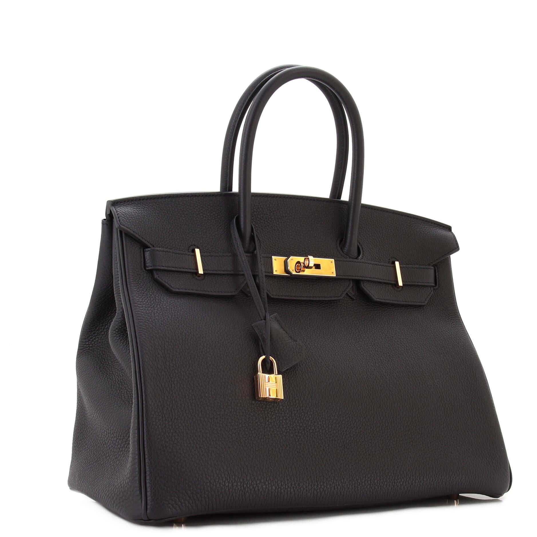 Women's Hermes Birkin Handbag Noir Togo with Rose Gold Hardware 35