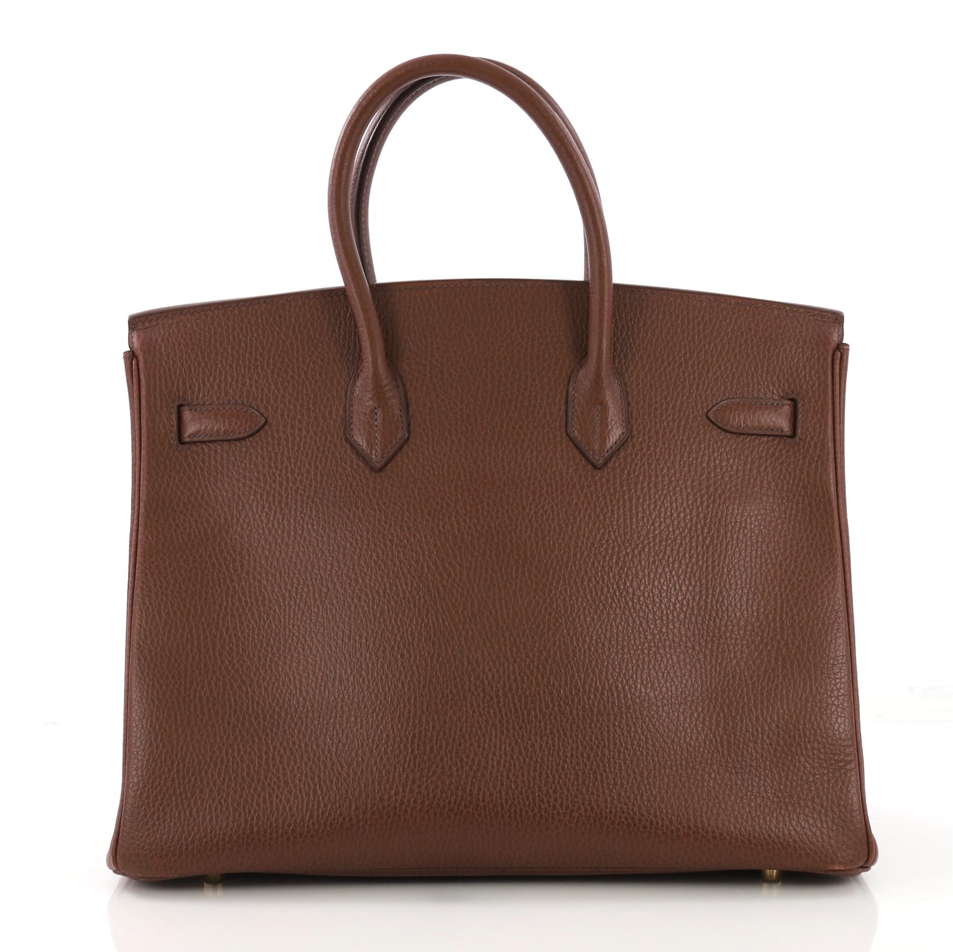 Hermes Birkin Handbag Noisette Ardennes with Gold Hardware 35 In Good Condition In NY, NY