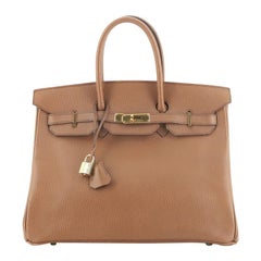 Hermes Birkin Handbag Noisette Ardennes with Gold Hardware 35