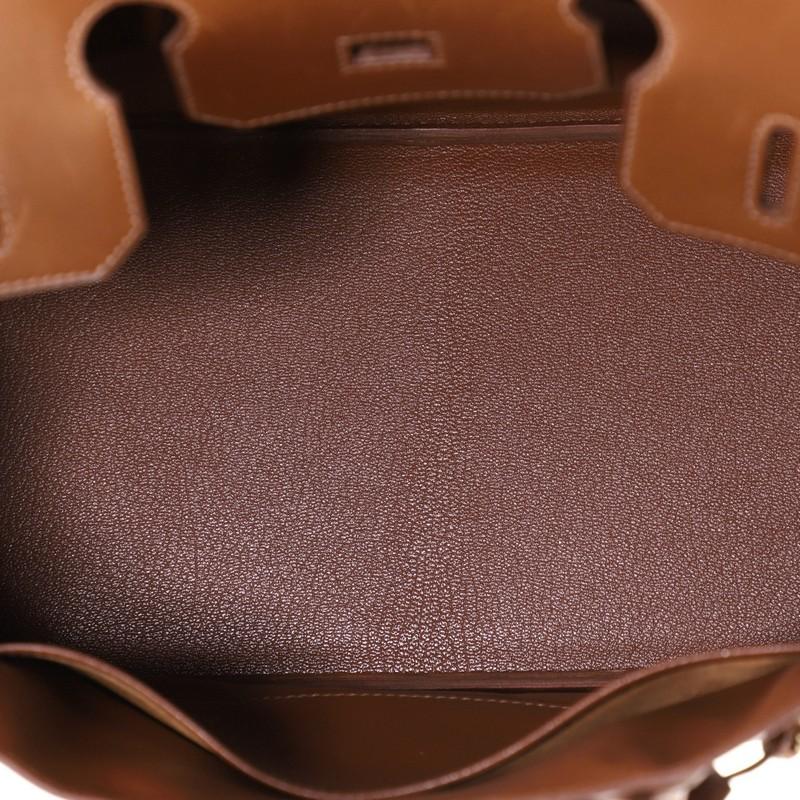 Brown Hermes Birkin Handbag Noisette Box Calf with Gold Hardware 30