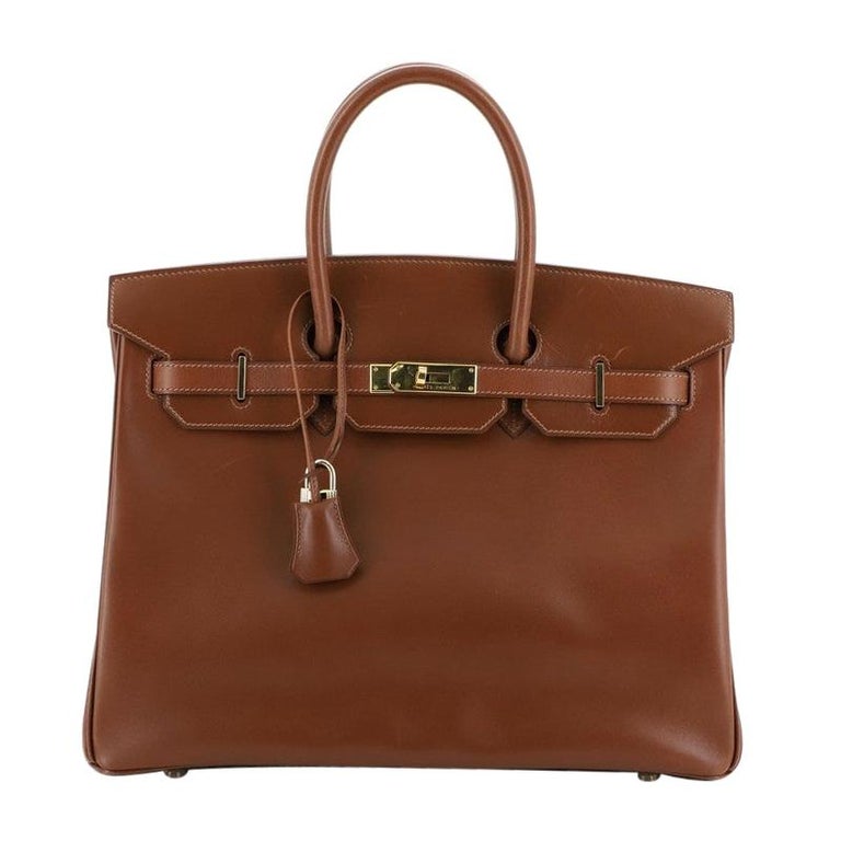 Hermes Noisette Box Calf 35cm Birkin Bag Gold HW – Boutique Patina
