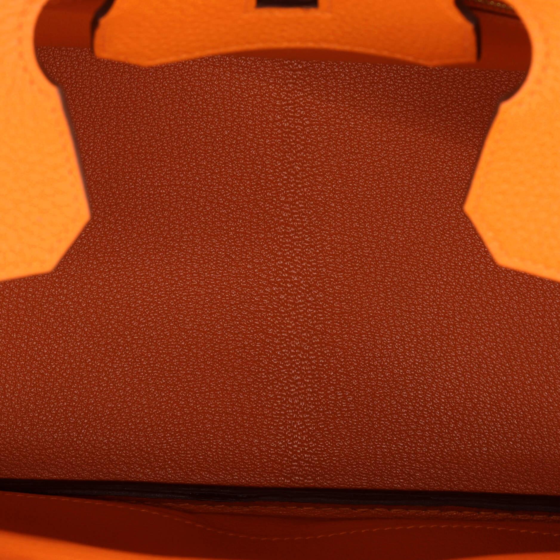 Hermes Birkin Handbag Orange H Clemence with Gold Hardware 30 2