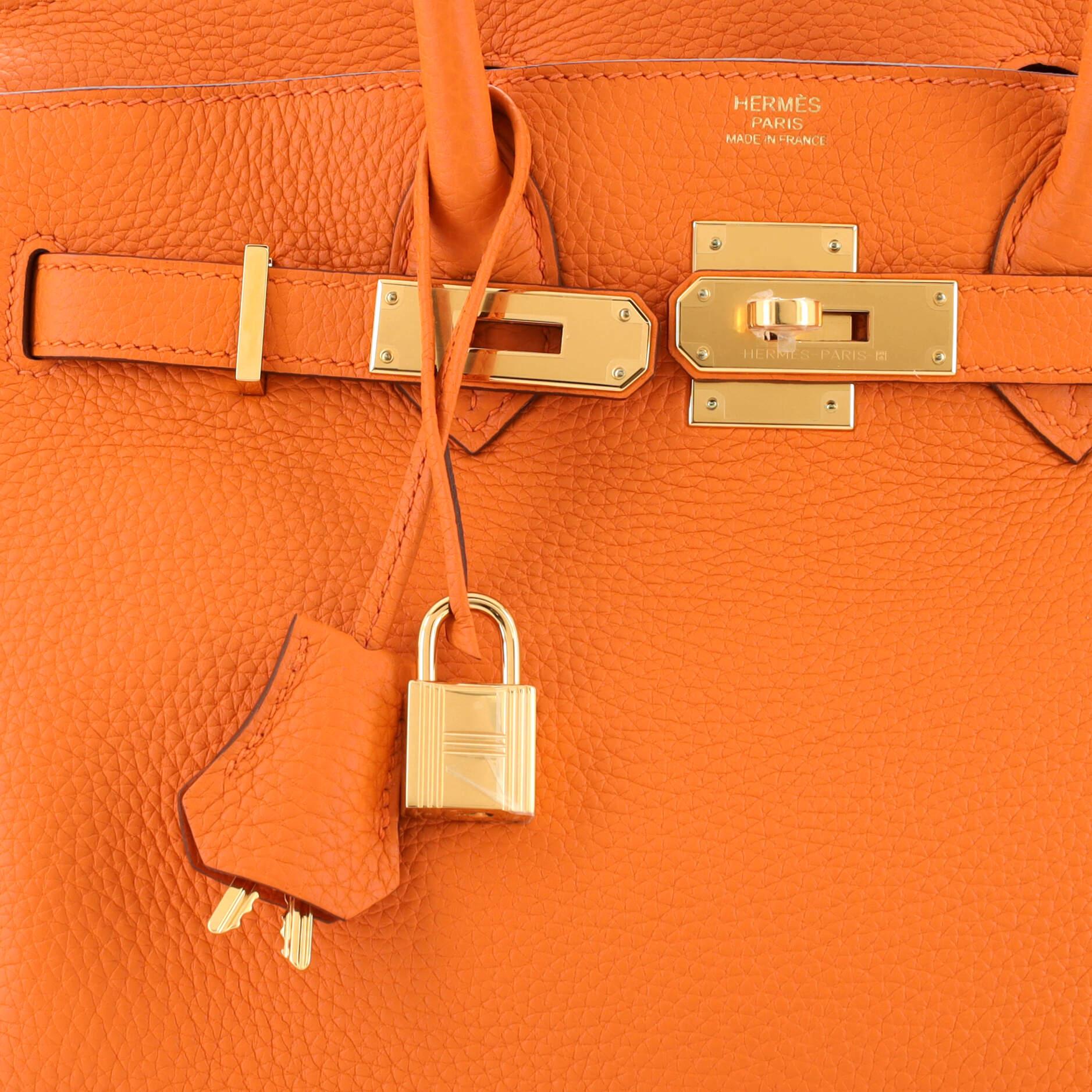 Hermes Birkin Handbag Orange H Clemence with Gold Hardware 30 3