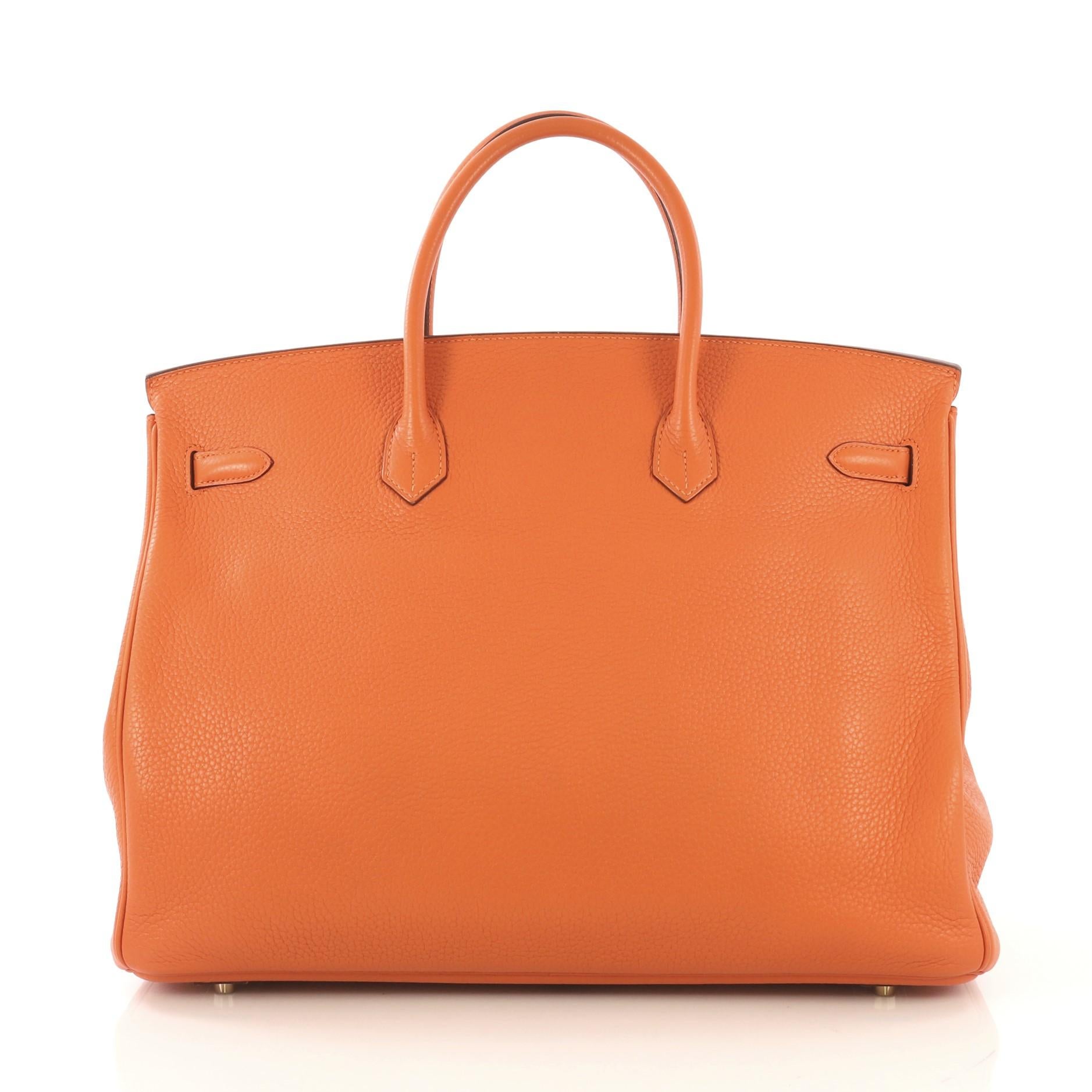 Women's Hermes Birkin Handbag Orange H Clemence With Gold Hardware 40