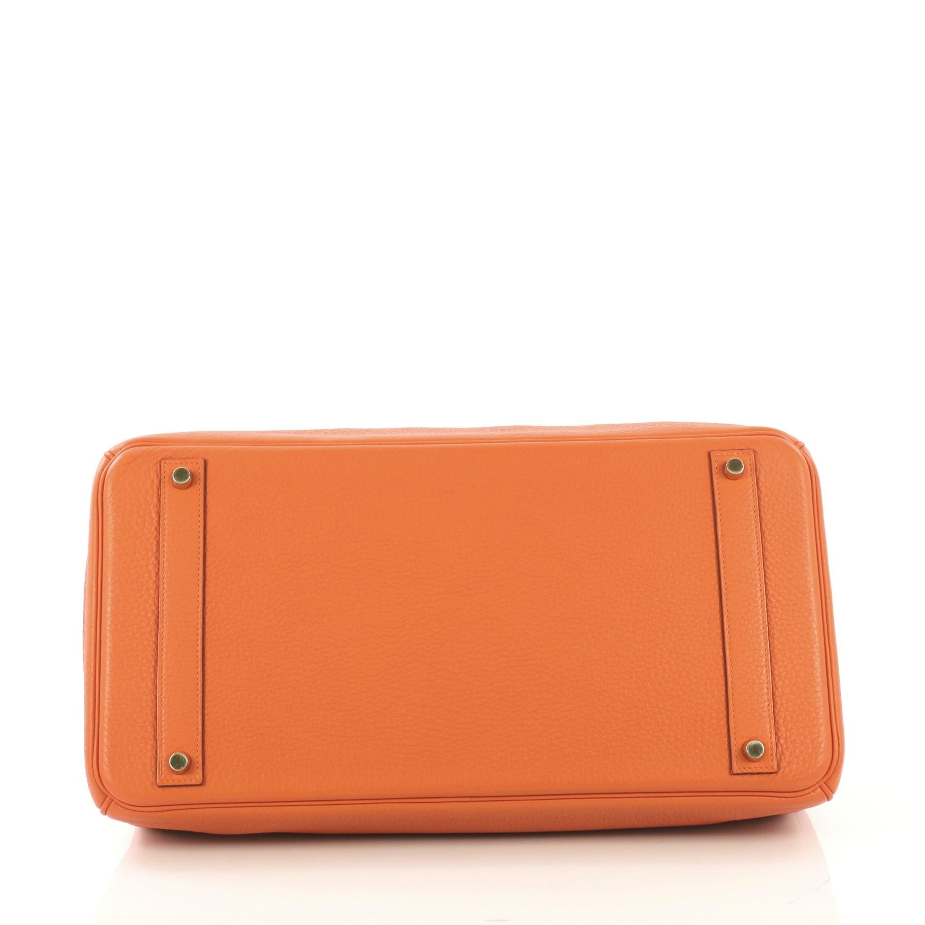 Hermes Birkin Handbag Orange H Clemence With Gold Hardware 40 1