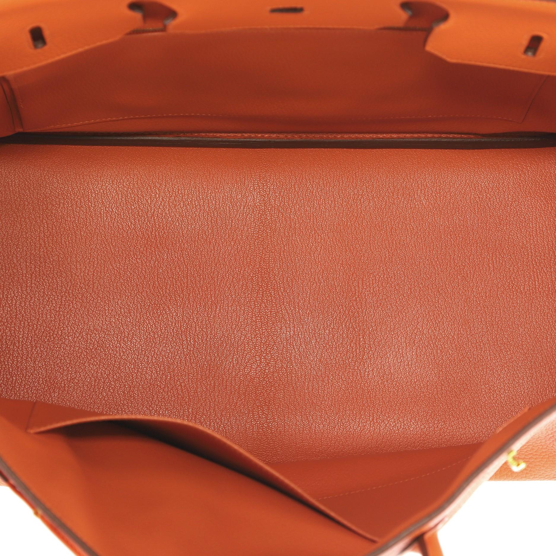 Hermes Birkin Handbag Orange H Clemence With Gold Hardware 40 2