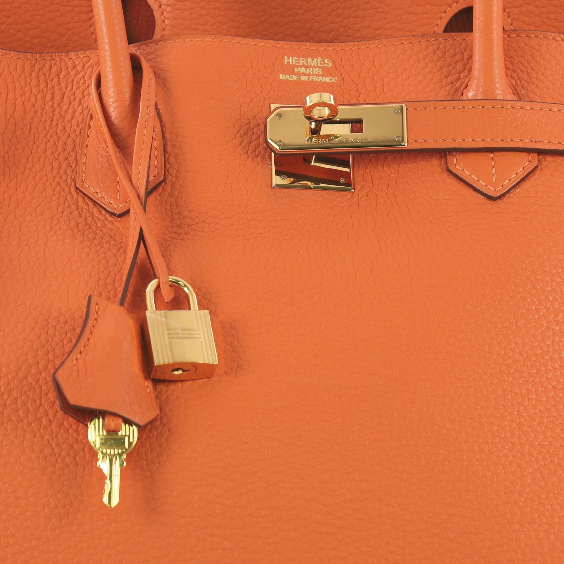Hermes Birkin Handbag Orange H Clemence With Gold Hardware 40 4