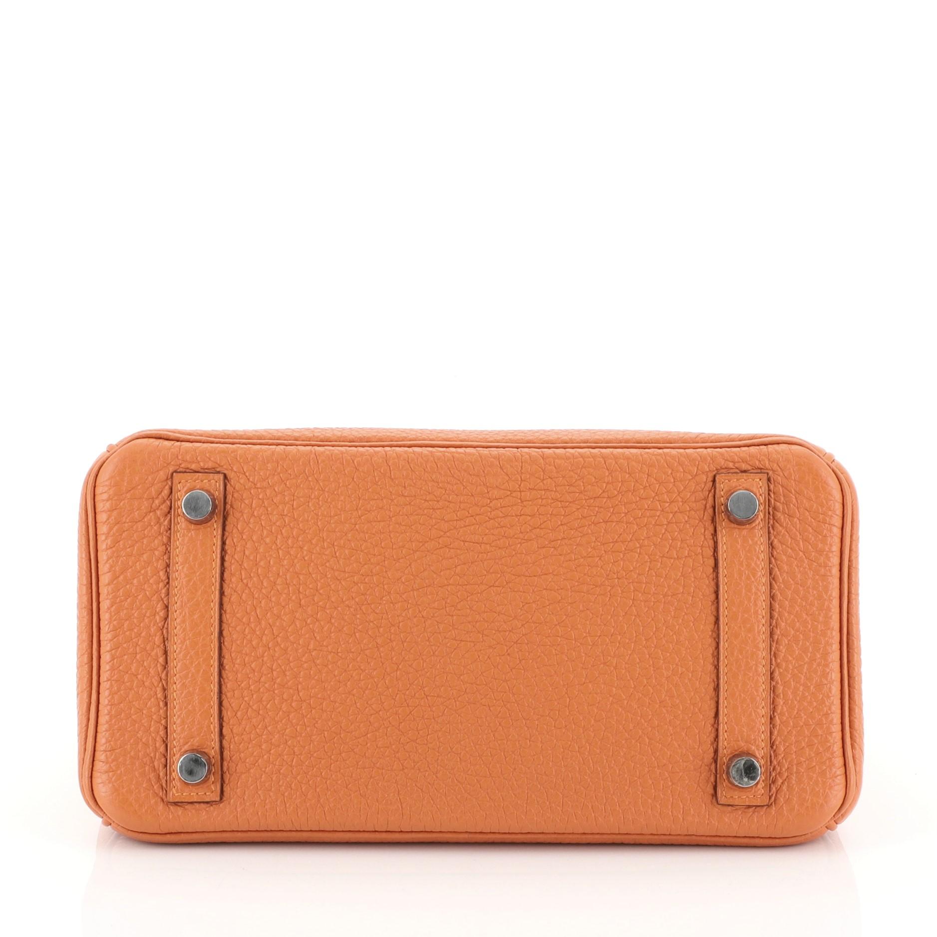 Hermes Birkin Handbag Orange H Clemence with Palladium Hardware 25 1