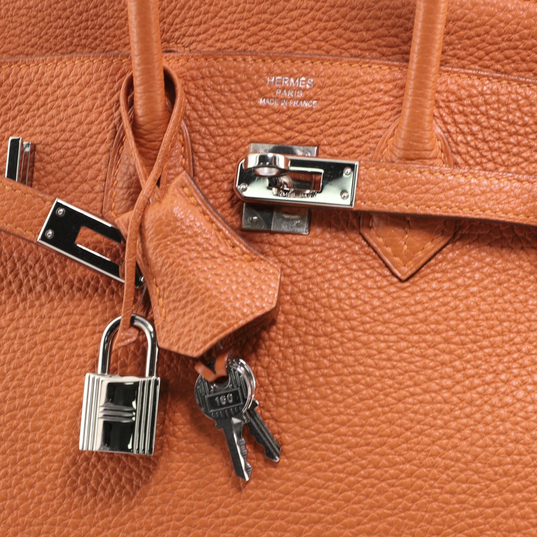 Hermes Birkin Handbag Orange H Clemence with Palladium Hardware 25 2