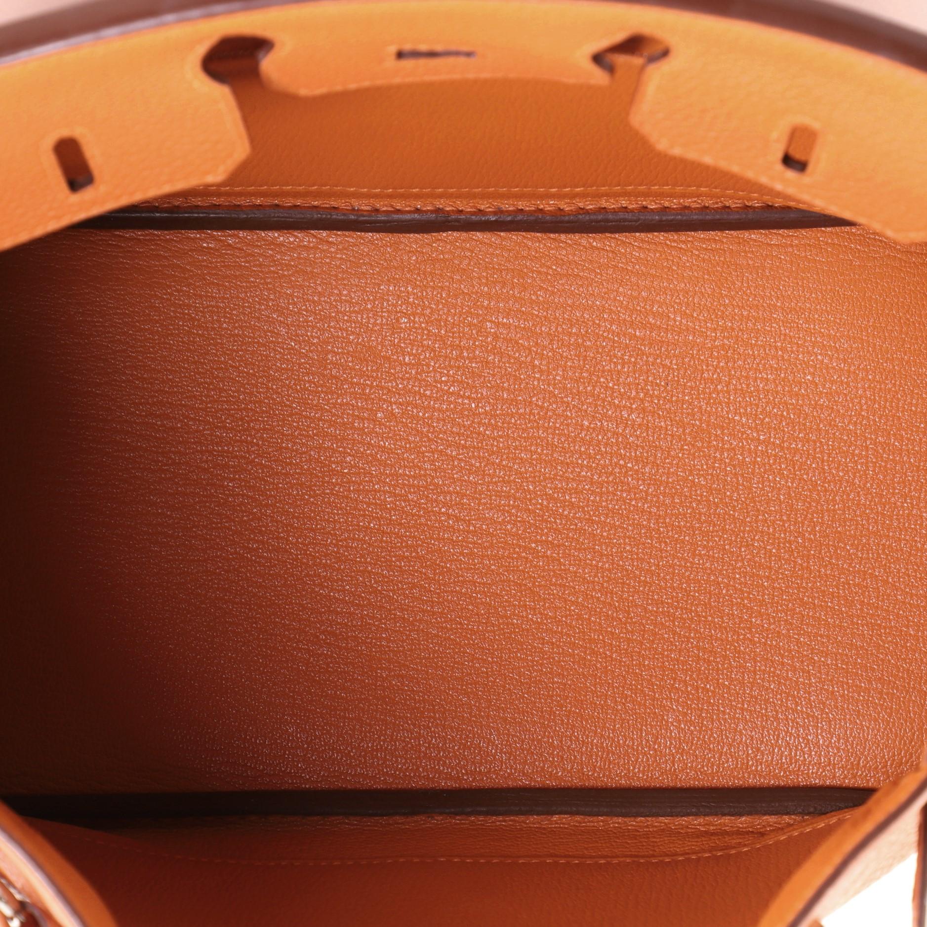 Hermes Birkin Handbag Orange H Clemence with Palladium Hardware 25 3