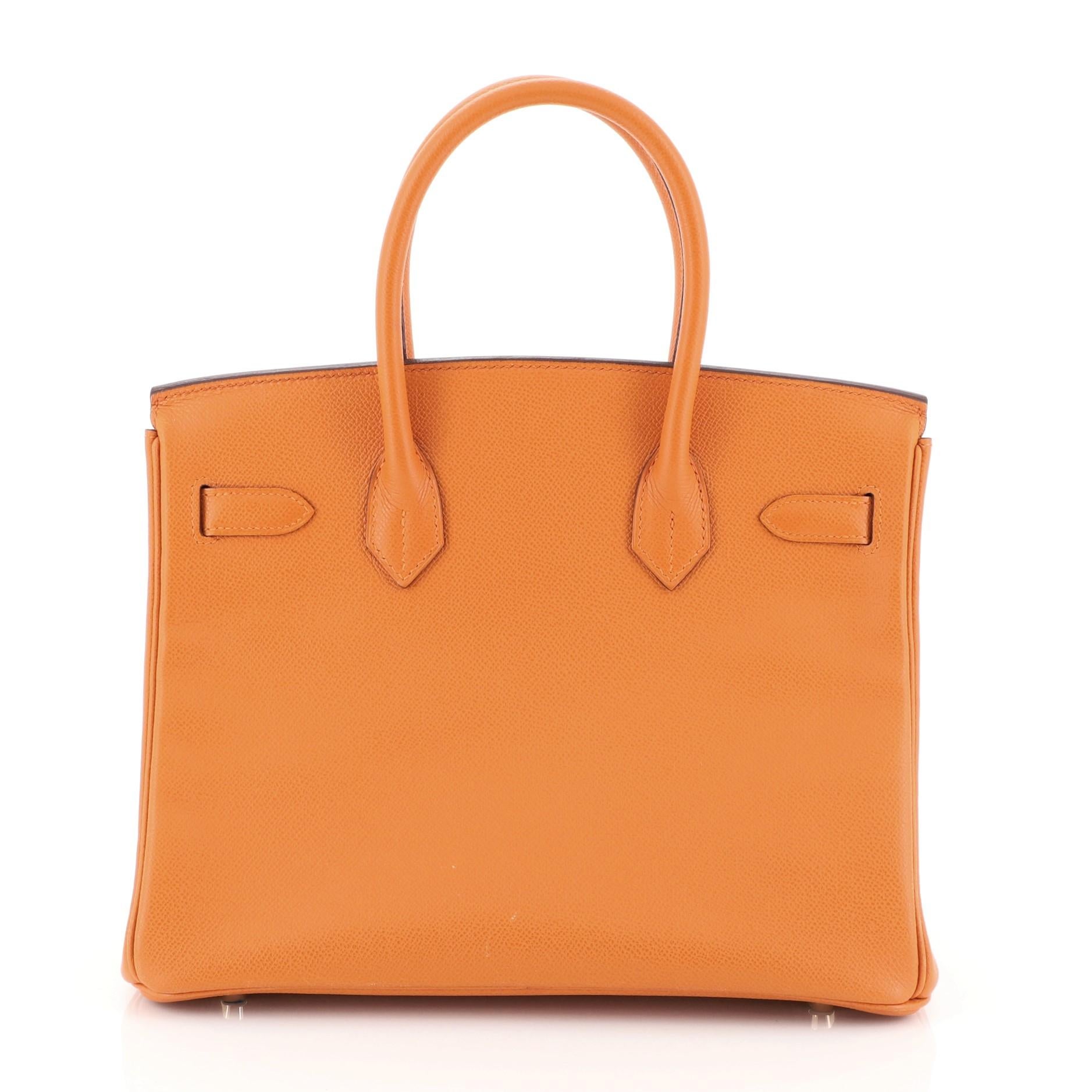 Hermes Birkin Handbag Orange H Epsom with Gold Hardware 30 In Good Condition In NY, NY