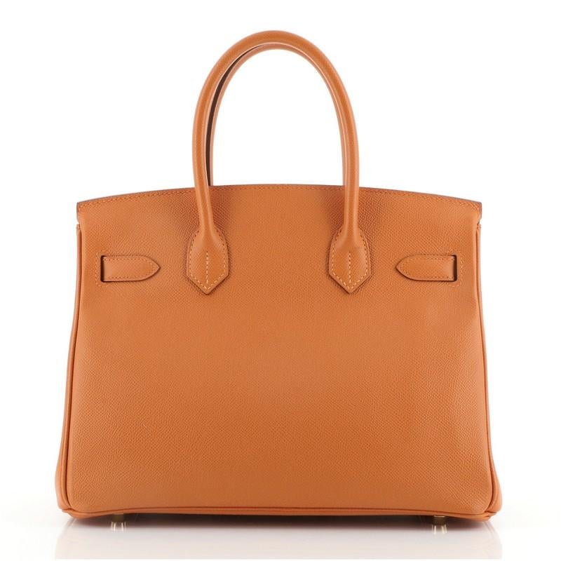 Hermes Birkin Handbag Orange H Epsom with Gold Hardware 30 In Good Condition In NY, NY