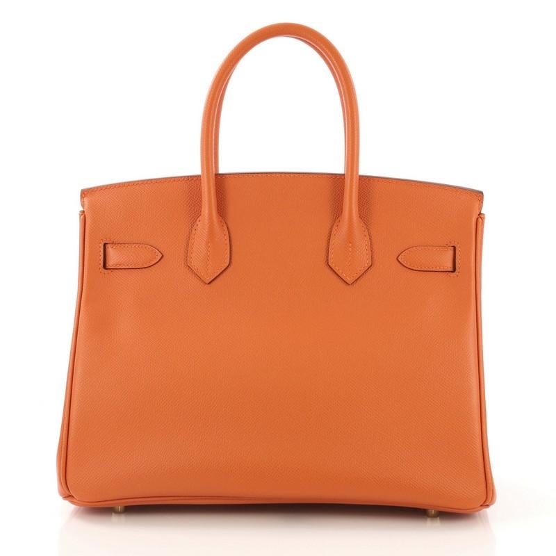 Women's or Men's Hermes Birkin Handbag Orange H Epsom with Gold Hardware 30