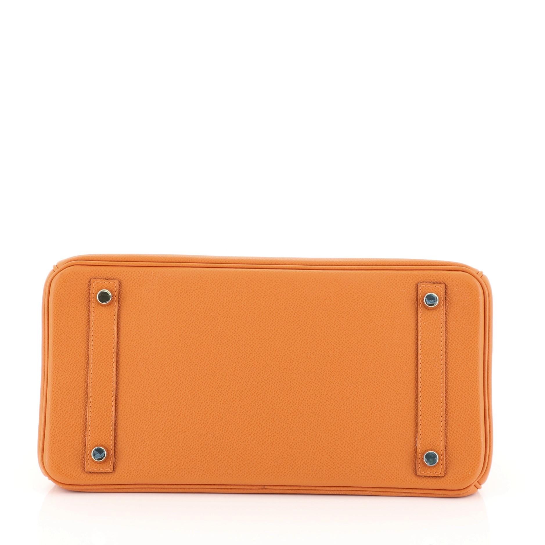 Women's or Men's Hermes Birkin Handbag Orange H Epsom with Gold Hardware 30