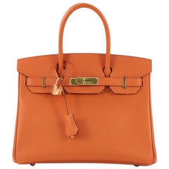 Hermes Birkin Handbag Orange H Epsom with Gold Hardware 30