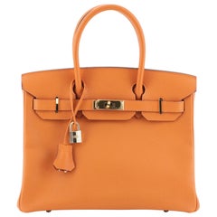 Hermes Birkin Handbag Orange H Epsom with Gold Hardware 30