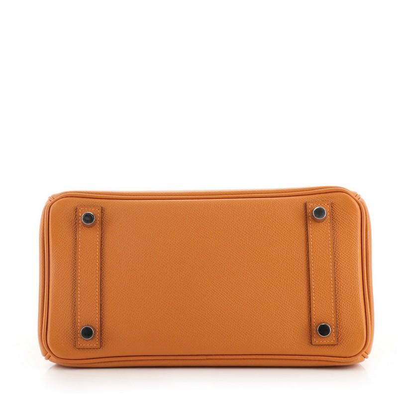 Hermes Birkin Handbag Orange H Epsom with Palladium Hardware 25 In Good Condition In NY, NY