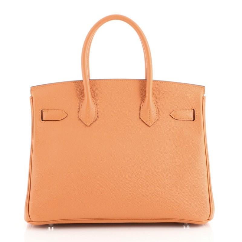 Hermes Birkin Handbag Orange H Epsom with Palladium Hardware 30 In Fair Condition In NY, NY