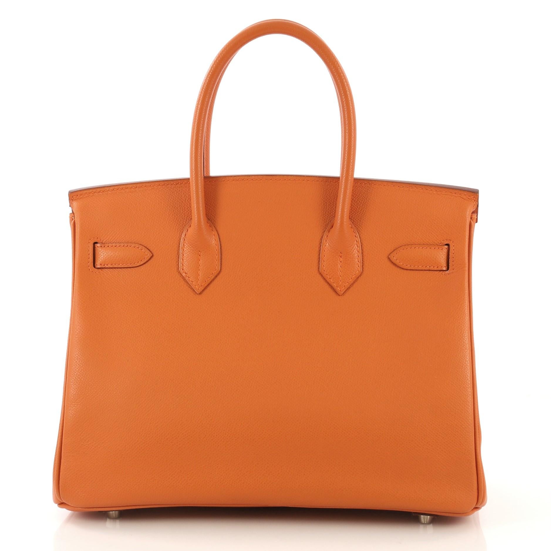 Women's Hermes Birkin Handbag Orange H Epsom with Palladium Hardware 30