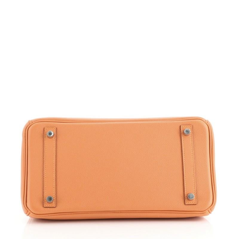 Women's or Men's Hermes Birkin Handbag Orange H Epsom with Palladium Hardware 30