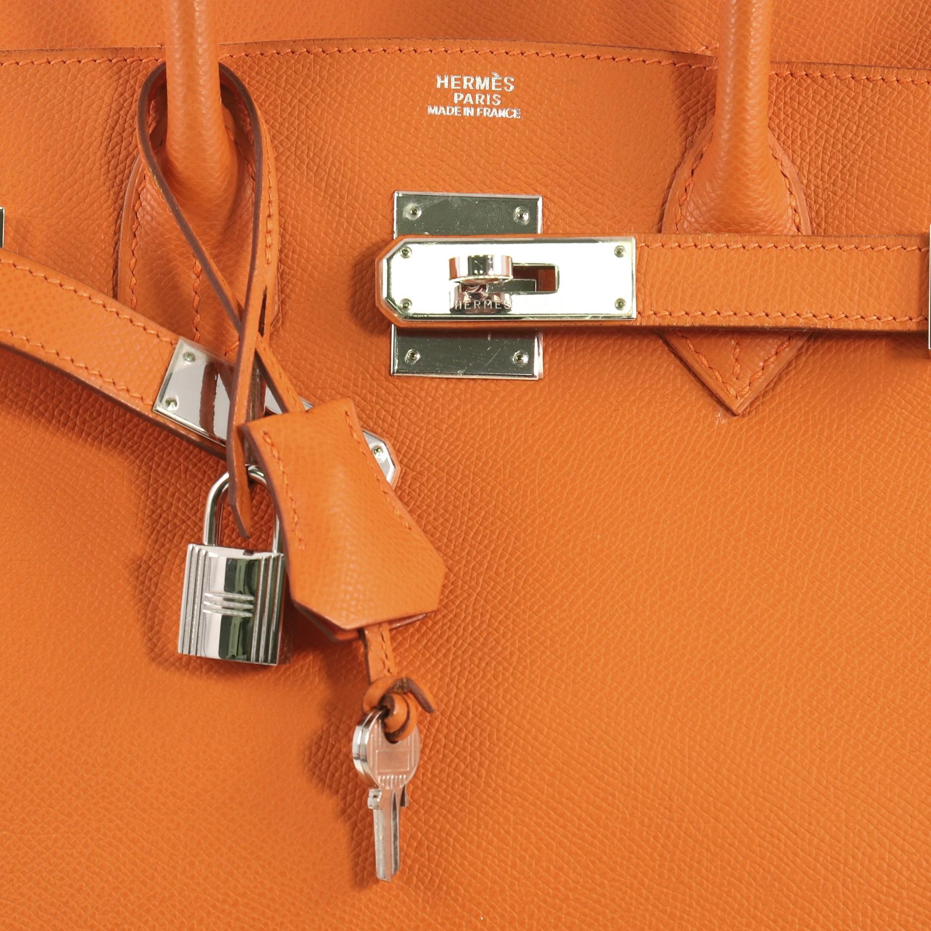 Hermes Birkin Handbag Orange H Epsom with Palladium Hardware 30 2