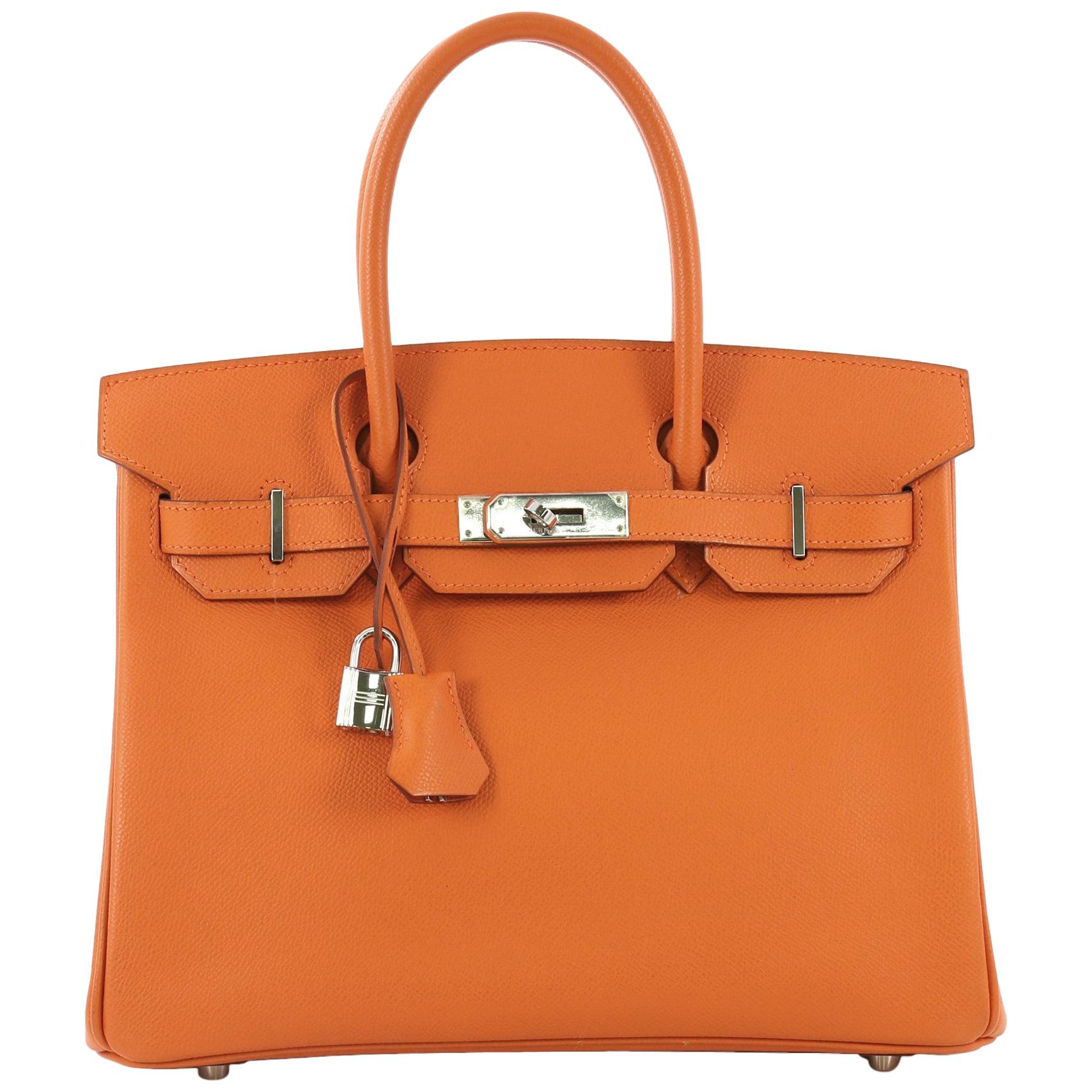 Hermes Birkin Handbag Orange H Epsom with Palladium Hardware 30