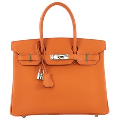 Hermes Birkin Handbag Orange H Epsom with Palladium Hardware 30