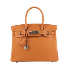 Hermes Birkin Handbag Orange H Epsom With Palladium Hardware 30