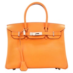 Hermes Birkin Handbag Orange H Epsom with Palladium Hardware 30