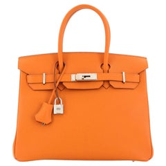 Hermes Birkin Handbag Orange H Epsom with Palladium Hardware 30