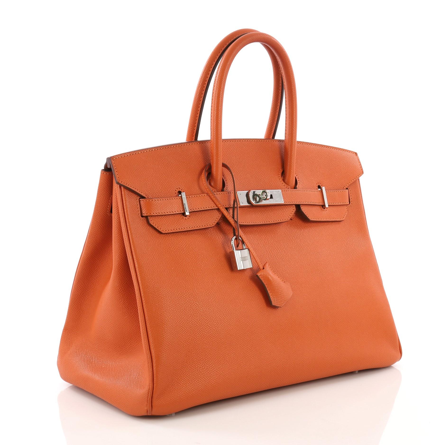Hermes Birkin Handbag Orange H Epsom with Palladium Hardware 35 im Zustand „Gut“ in NY, NY