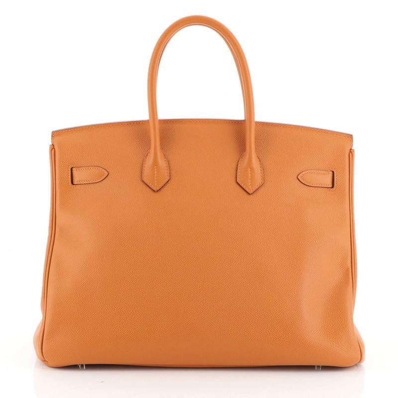 Hermes Birkin Handbag Orange H Epsom With Palladium Hardware 35 In Good Condition In NY, NY