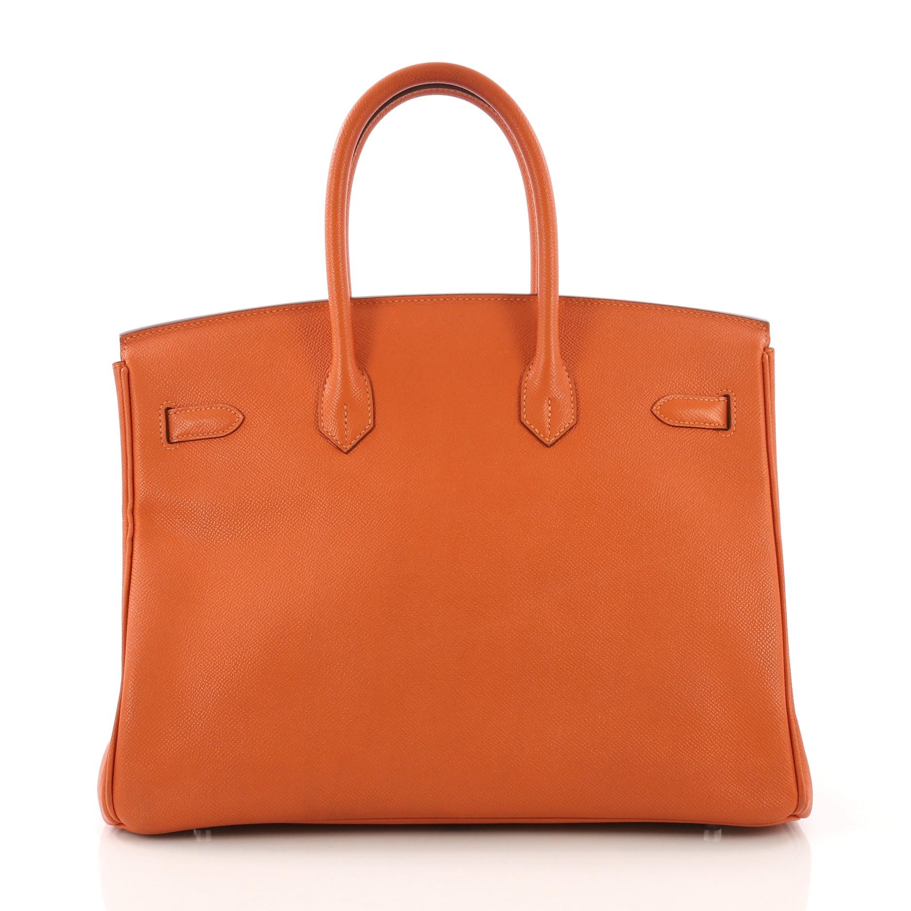 Hermes Birkin Handbag Orange H Epsom with Palladium Hardware 35 Damen
