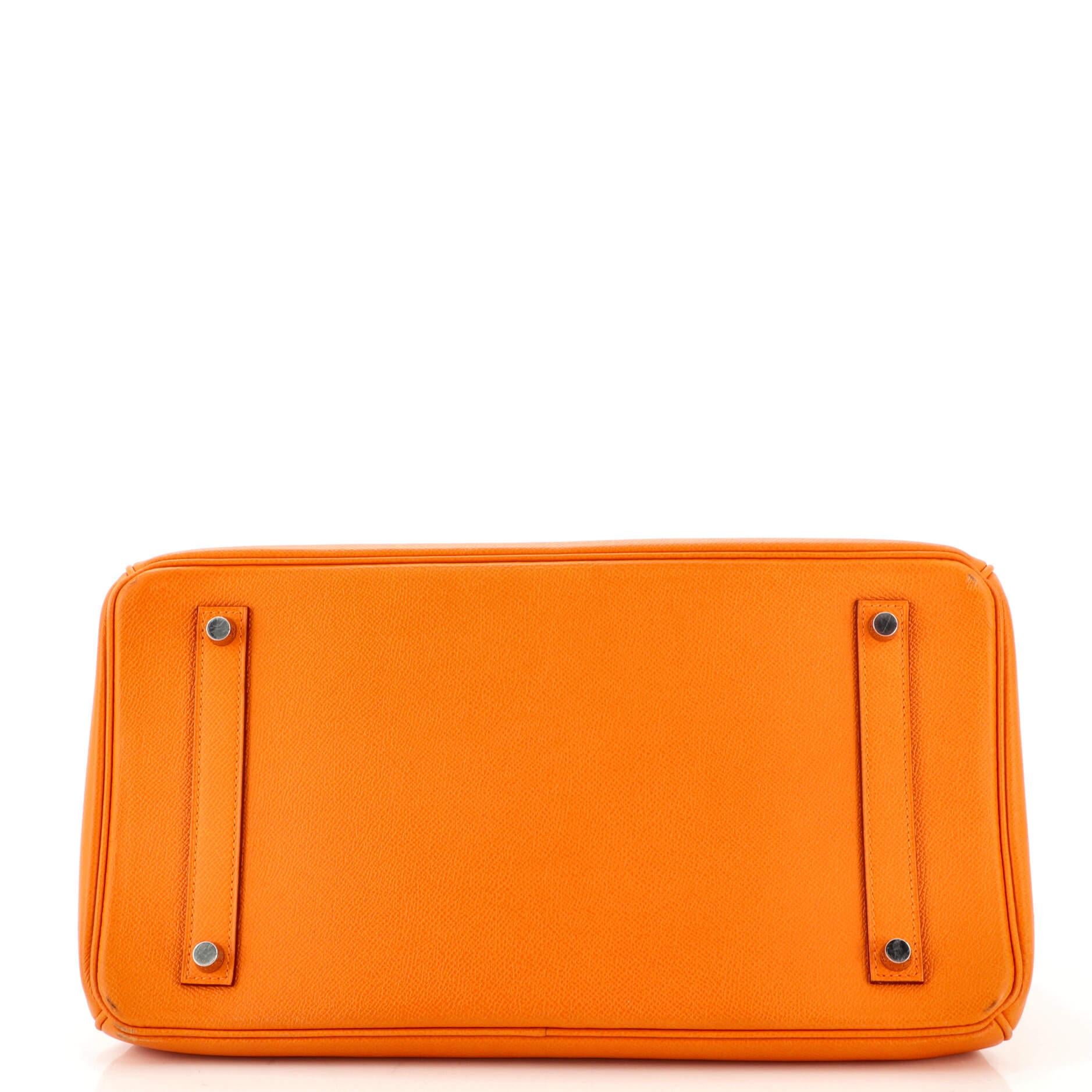 Women's or Men's Hermes Birkin Handbag Orange H Epsom with Palladium Hardware 35