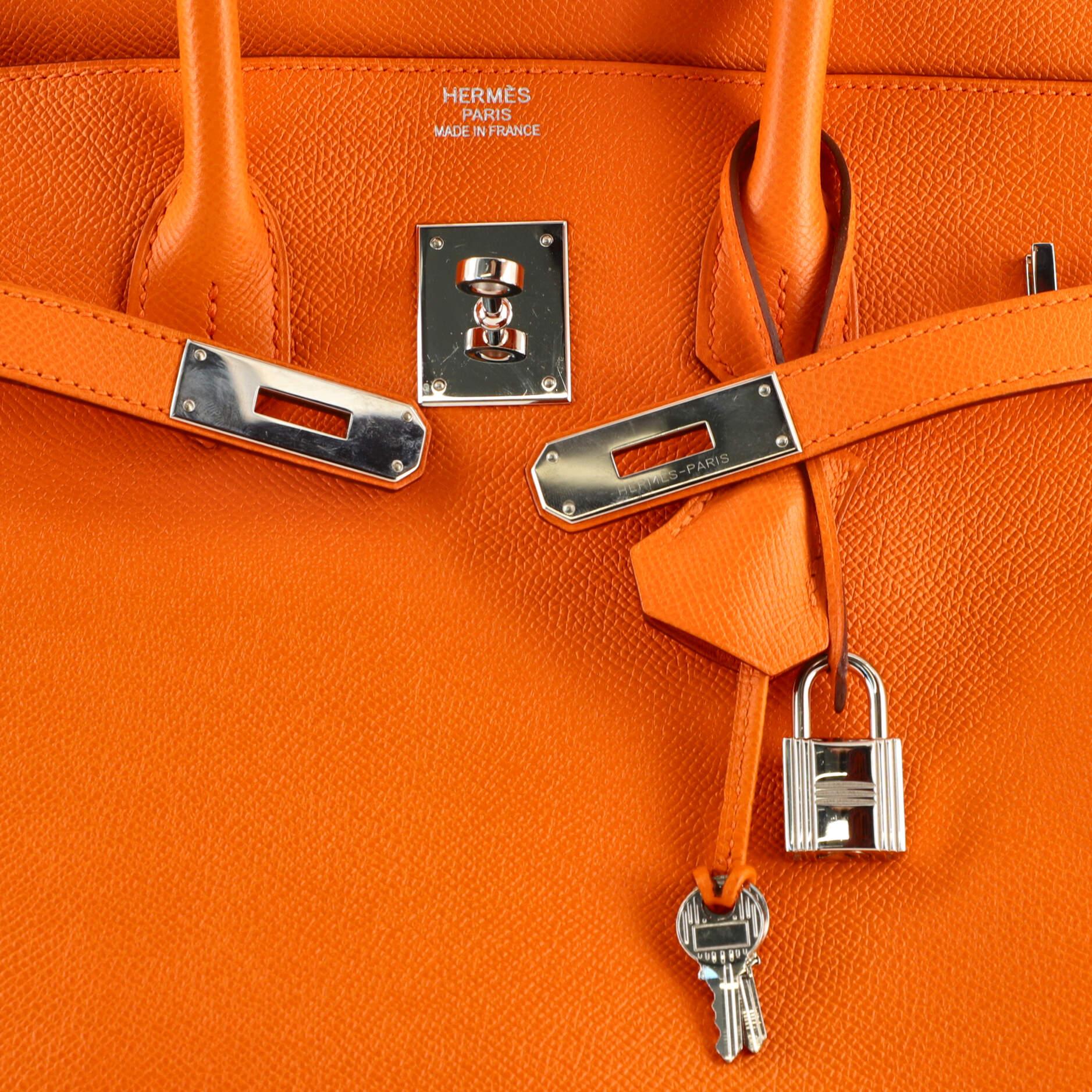 Hermes Birkin Handbag Orange H Epsom with Palladium Hardware 35 4